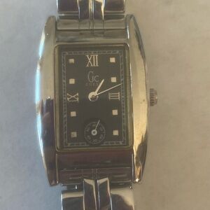 Guess Silver and Black Rectangular Watch